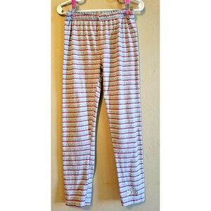 DKNY Leggings girls 6X gray, pink striped, logo, casual, stretchy